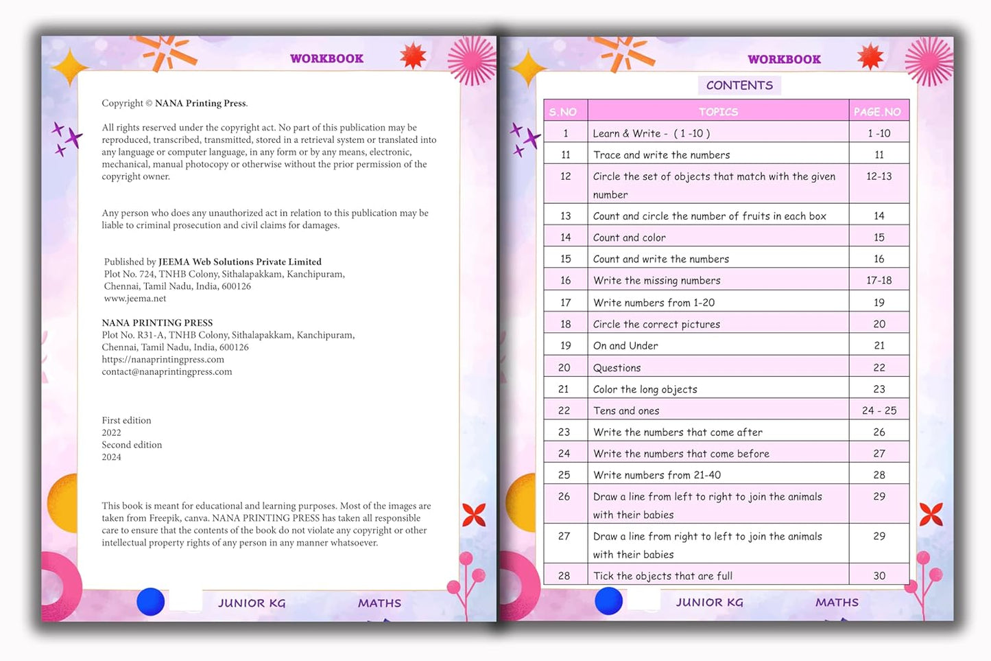 Junior KG - Maths Workbook