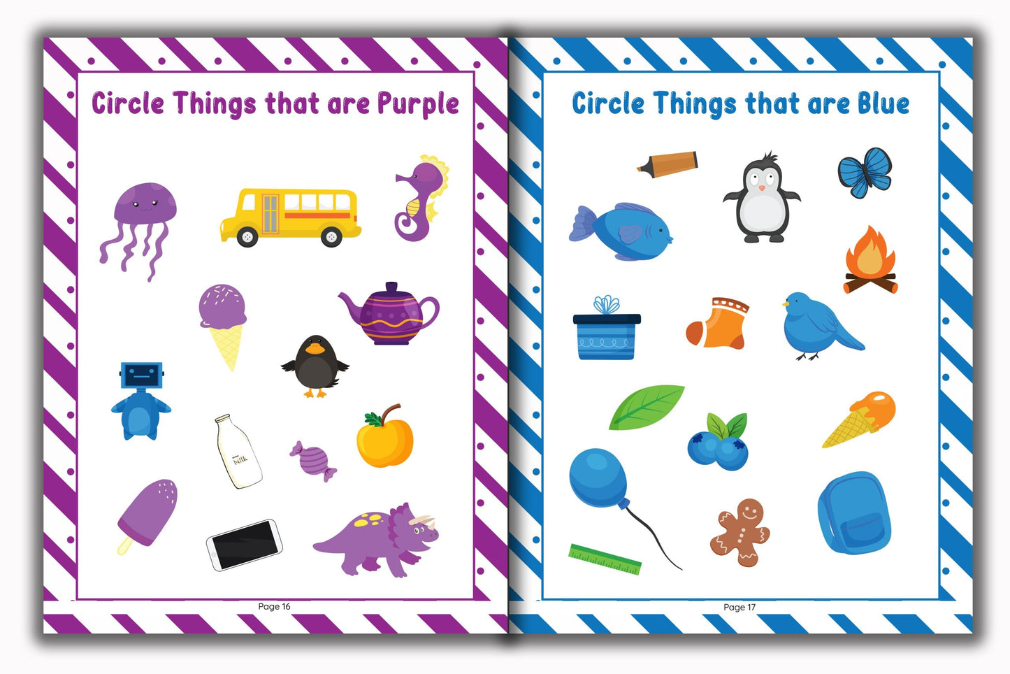 Activity Books Combo 1 - Animal Sounds, Circle The Color, Color Cute Animals, Patterns, Tracing