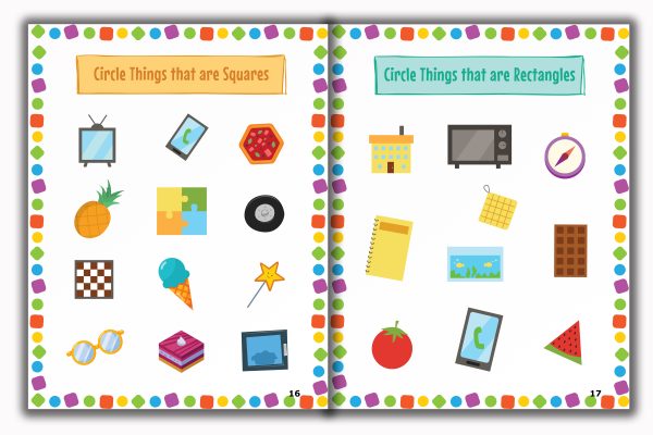 Activity Books Combo 11 - Circle The Shapes, Count And Match, Cut And Paste, Match Letters, Math Fun