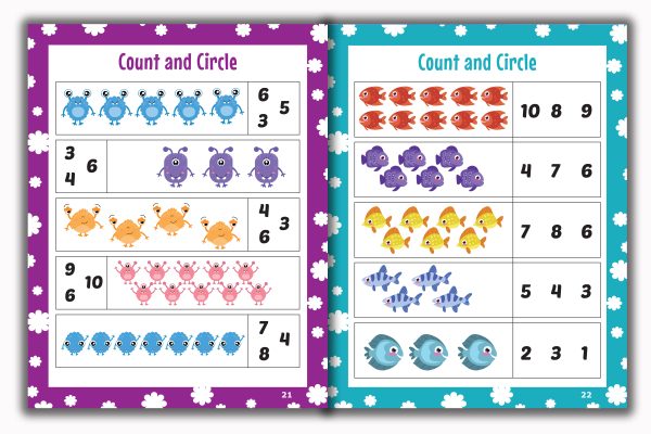 Activity Books Combo 14 - Before Between And After, Beginning Blends, Count And Circle, Trace 100 Sight Words, Word Families