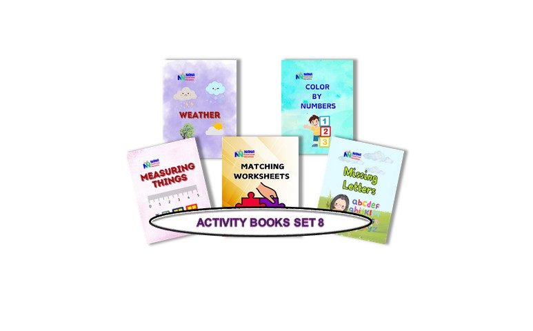 Activity Books Combo 8 - Color By Numbers, Matching Worksheets, Measuring Things, Missing Letters, Weather