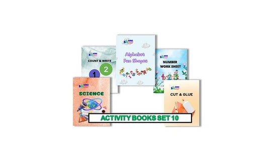 Activity Books Combo 10 - Alphabet Fun Shapes, Count And Write, Cut And Glue, Number Worksheet, science