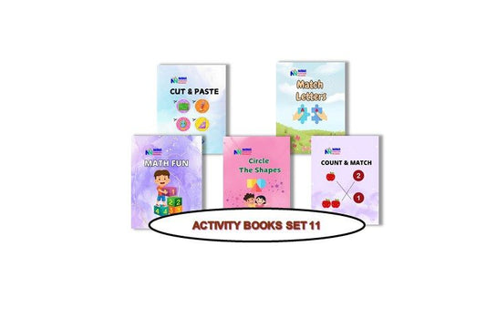 Activity Books Combo 11 - Circle The Shapes, Count And Match, Cut And Paste, Match Letters, Math Fun