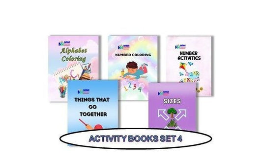 Activity Books Combo 4 - Alphabet Coloring, Number Activities, Number Coloring, Sizes, Things That Go Together