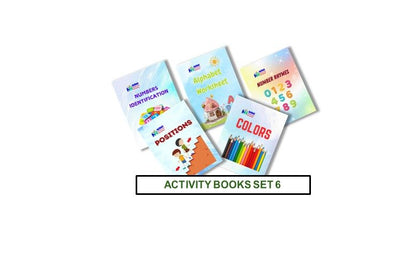 Activity Books Combo 6 - Alphabet Worksheet, Colors, Number Rhymes, Numbers Identification, Positions