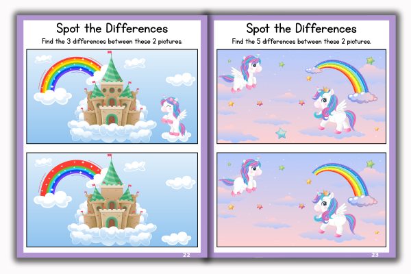 Activity Books Combo 7 - Dinosaur Math Activities, Fill In Missing Letters, Opposites, Shapes, Spot The Differences