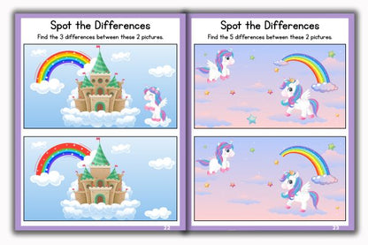 Activity Books Combo 7 - Dinosaur Math Activities, Fill In Missing Letters, Opposites, Shapes, Spot The Differences